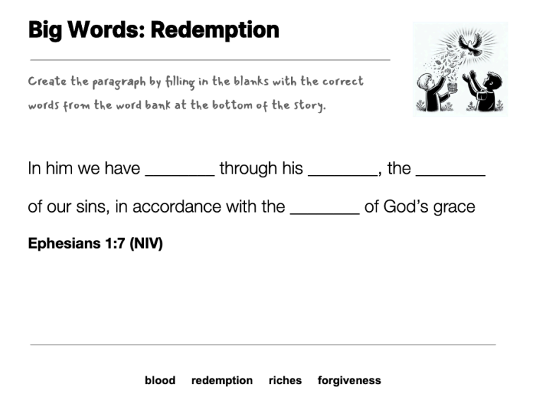 Big Words: Redemption fill-in-the-blank